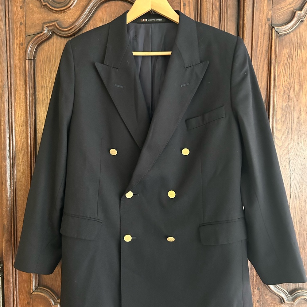 🇬🇧 Classic Dark Navy Double-Breasted Blazer with Gold Buttons